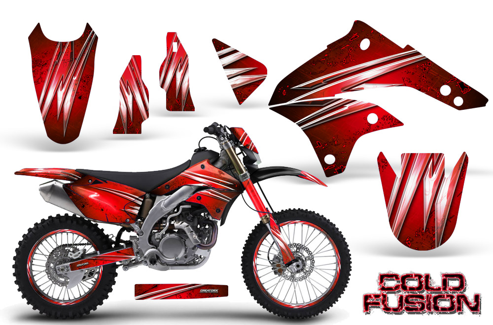 Kawasaki KLX450 Graphics Kit 08-12 Cold Fusion Red NP Rims